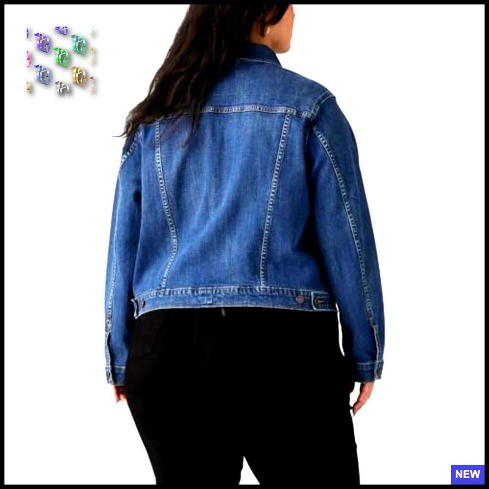 Classic Denim Trucker Jacket Premium Original Button Closure Standard Fit Chic - Picture 2 of 4
